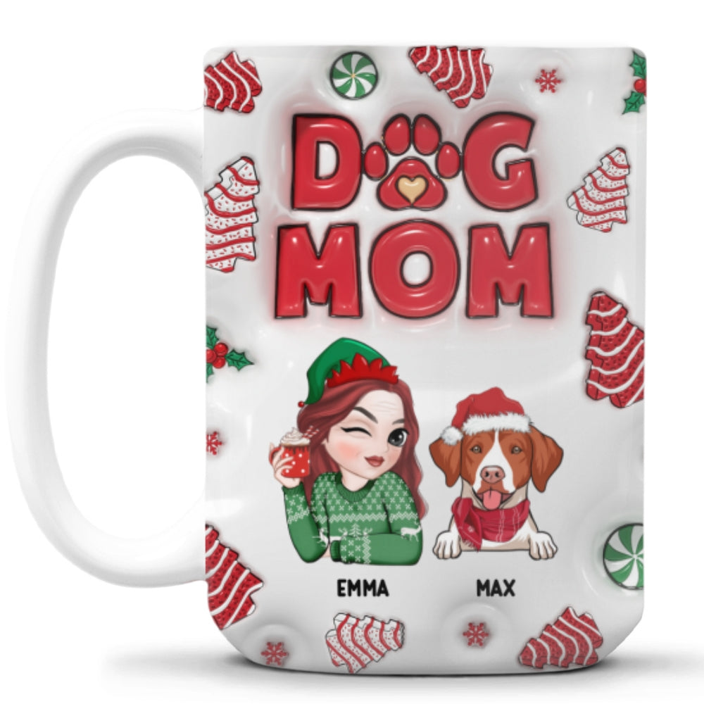 Personalized 3D Inflated Effect Christmas Mug for Dog Moms