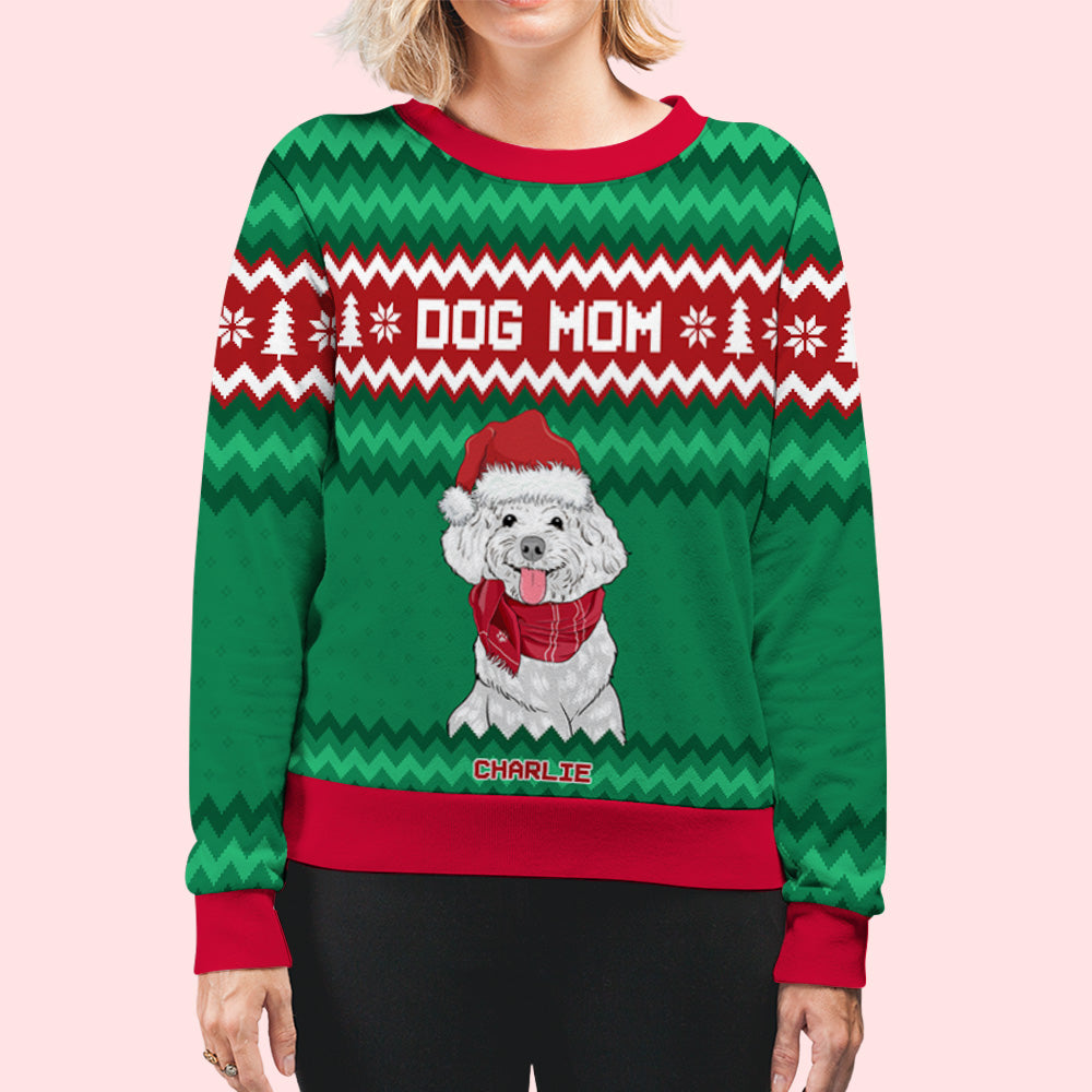 Personalized Custom All-Over-Print Dog Mom Dad Sweatshirt - Ideal Gift for Dog Lovers