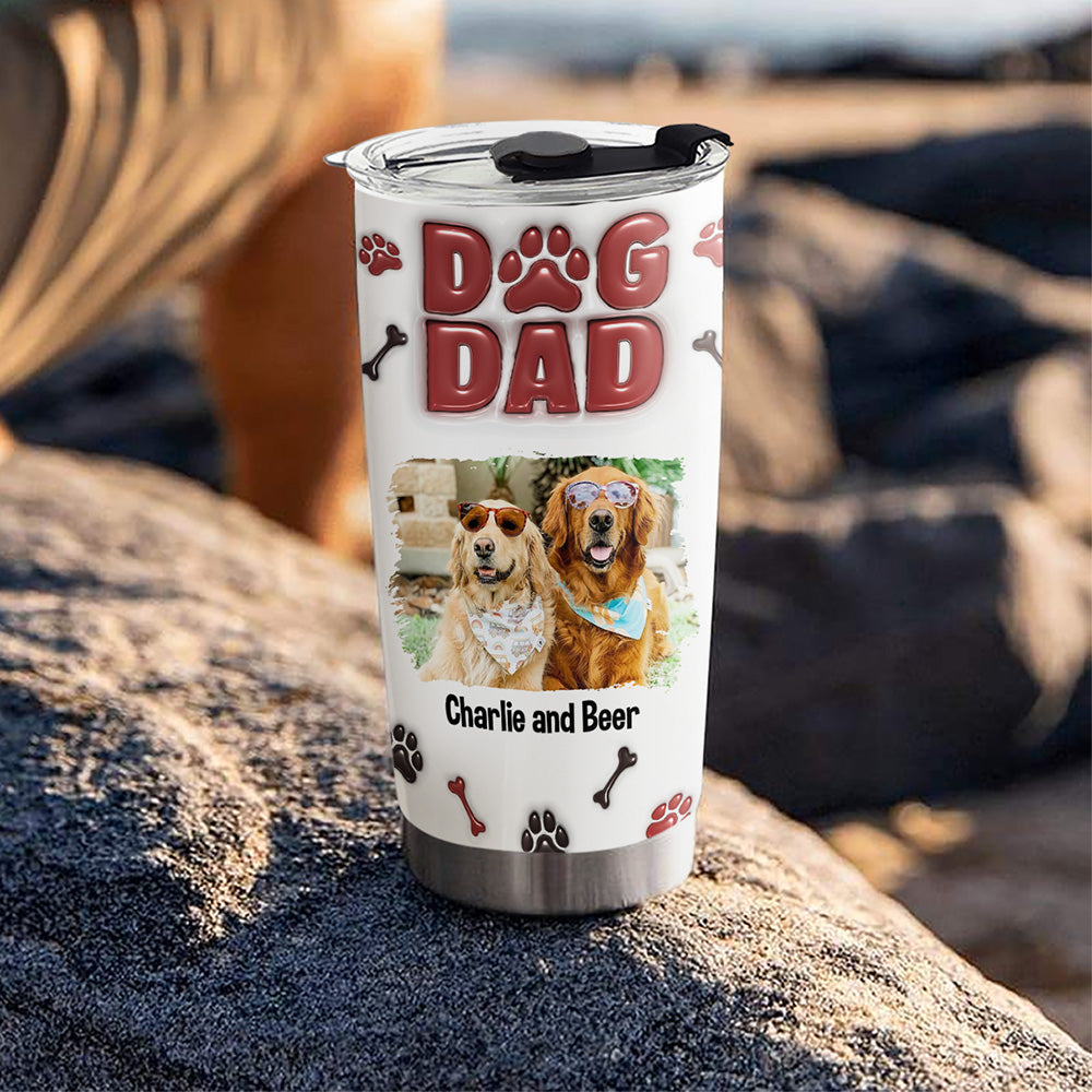 Personalized 3D Inflated Effect Tumbler with Handsome Dog Daddy Photo - Ideal for All Occasions