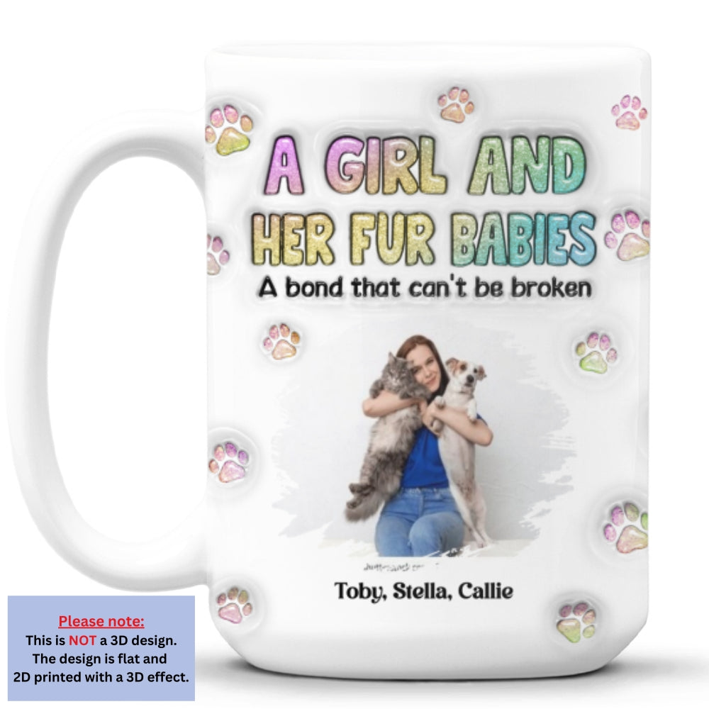 Personalized 3D Inflated Effect Mug with A Girl And Her Fur Babies Photo