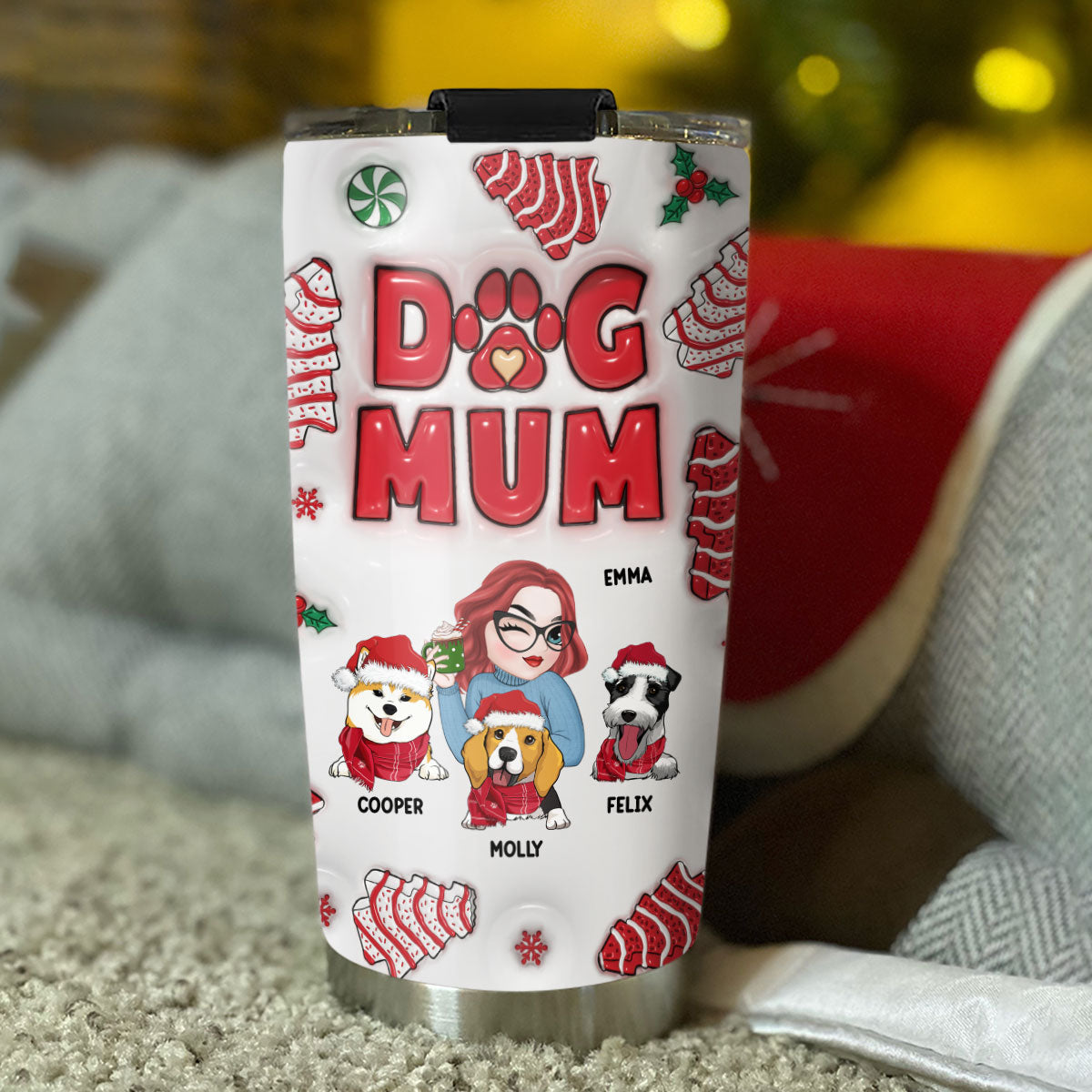 Customizable 3D Inflated Effect Tumbler - Ideal Dog Mom Christmas Gift
