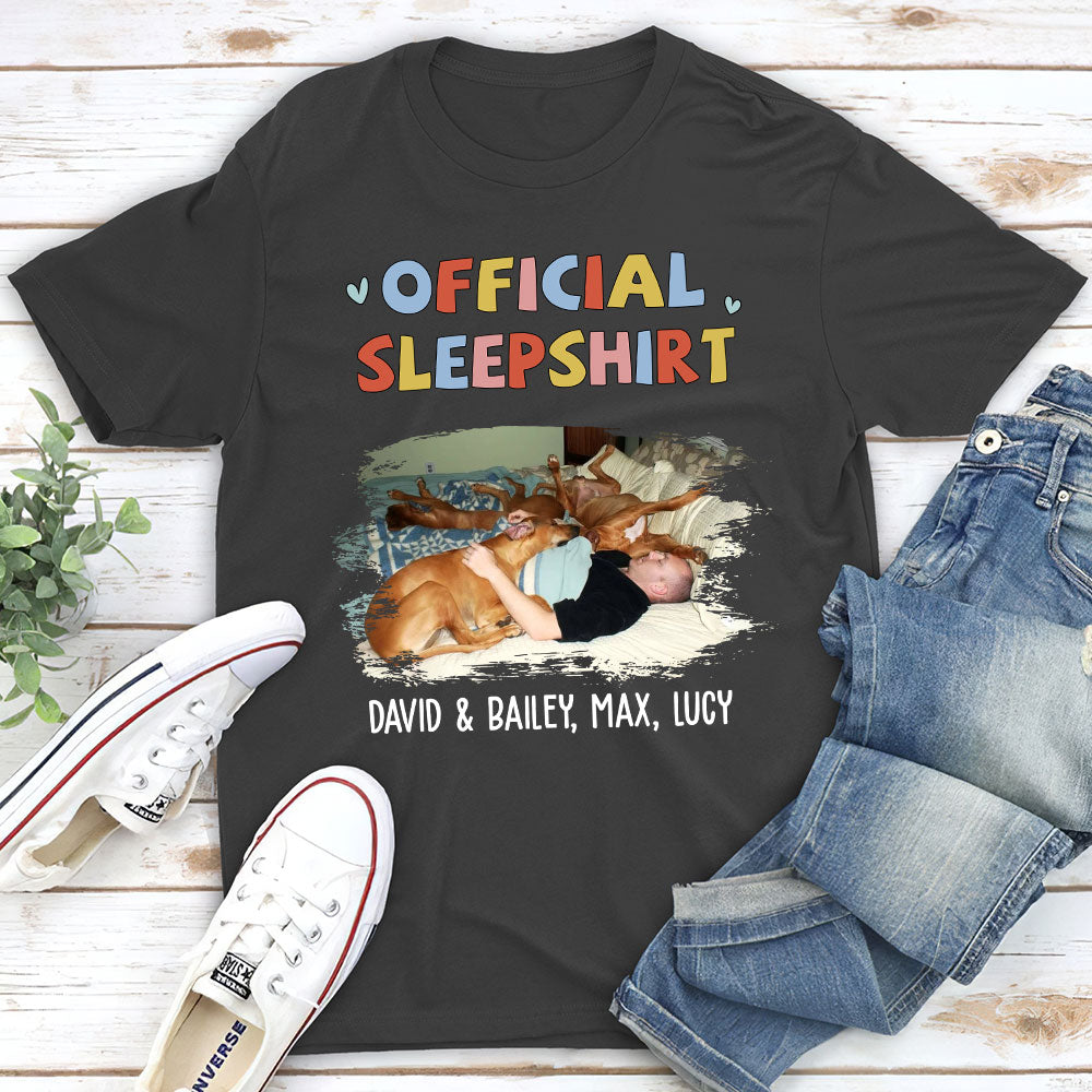 Personalized Custom Unisex Sleeping Pet Sleepshirt Version 2 Photo T-shirt - Ideal Gift for Pet Lovers