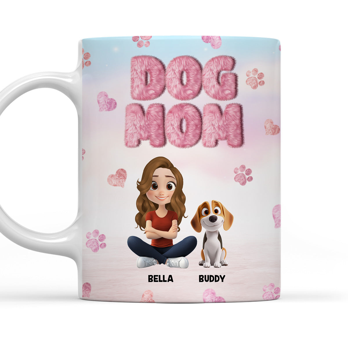 Personalized 3D Inflated Effect Fluffy Dog Mom Mug