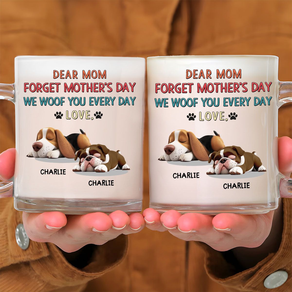 Forever Woof Personalized Custom Glass Mug - Unique Gift Idea