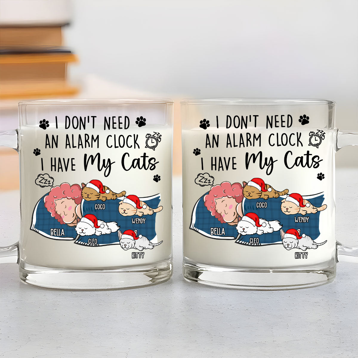 Personalized My Cat Alarm Clock Glass Mug - Unique Customizable Gift