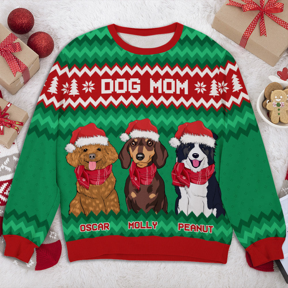 Personalized Custom All-Over-Print Dog Mom Dad Sweatshirt - Ideal Gift for Dog Lovers