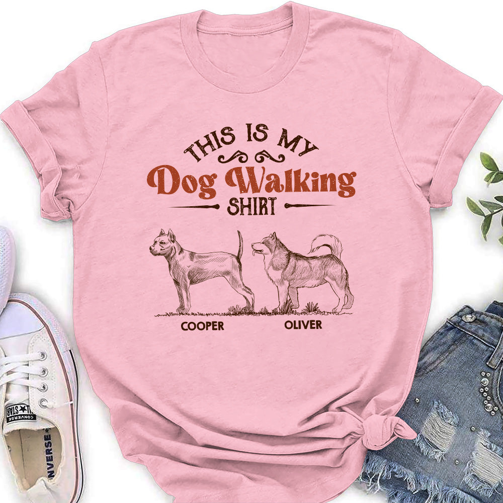 Customizable Vintage Dog Walking Women's T-shirt - Ideal Gift for Pet Lovers