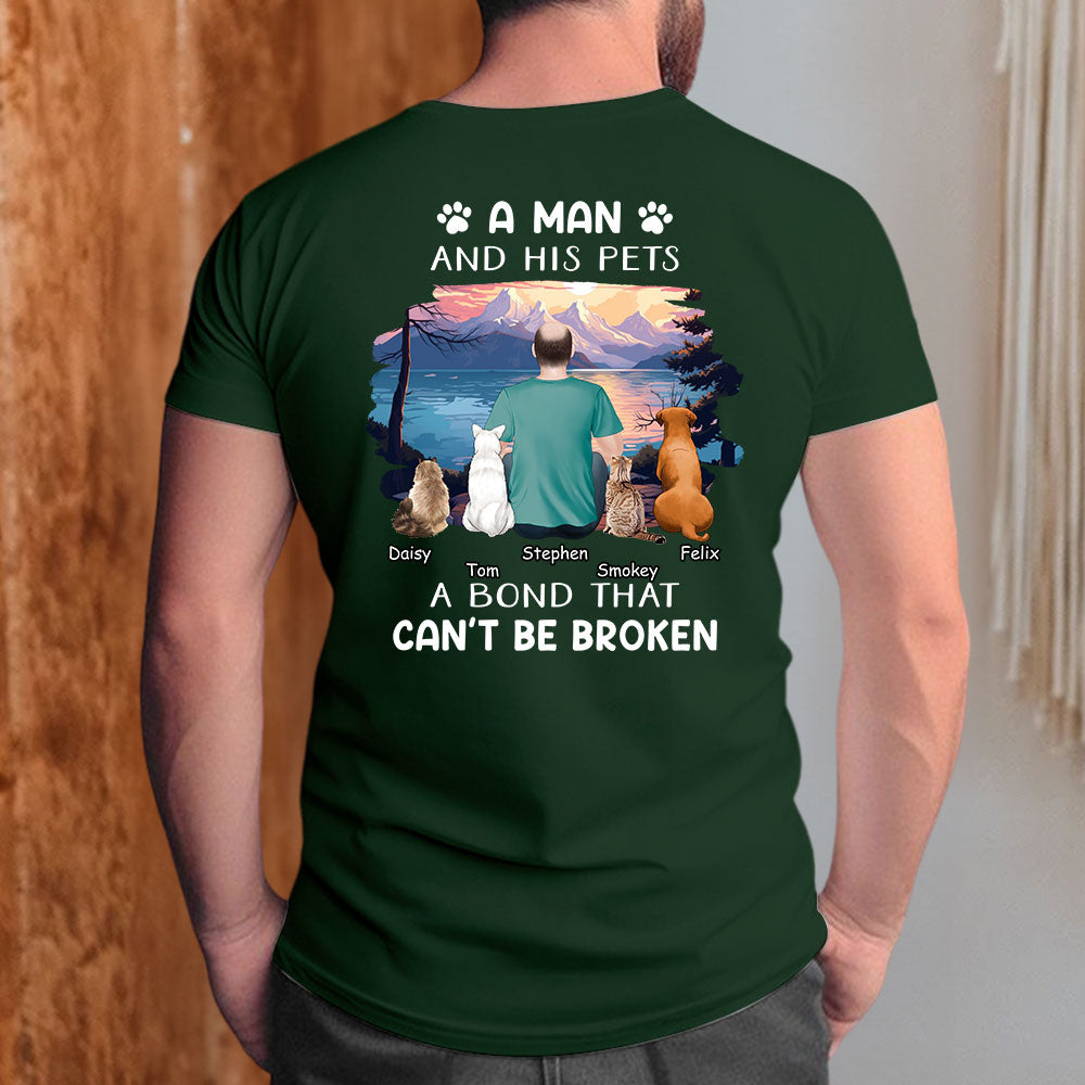 Personalized Unisex 'Man With Pets' T-shirt - Ideal Gift for Pet Lovers