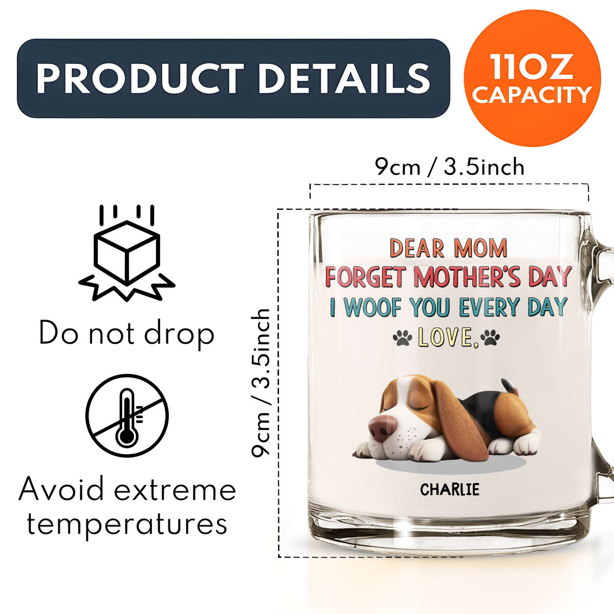 Forever Woof Personalized Custom Glass Mug - Unique Gift Idea
