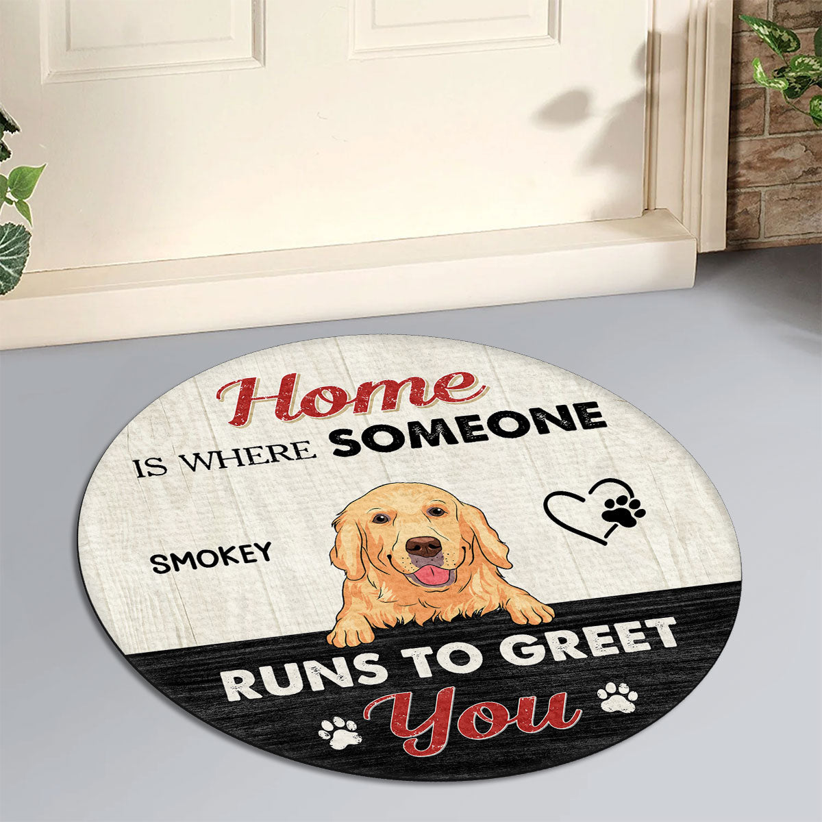 Personalized Pet Doormat - Runs To Greet Your Guests