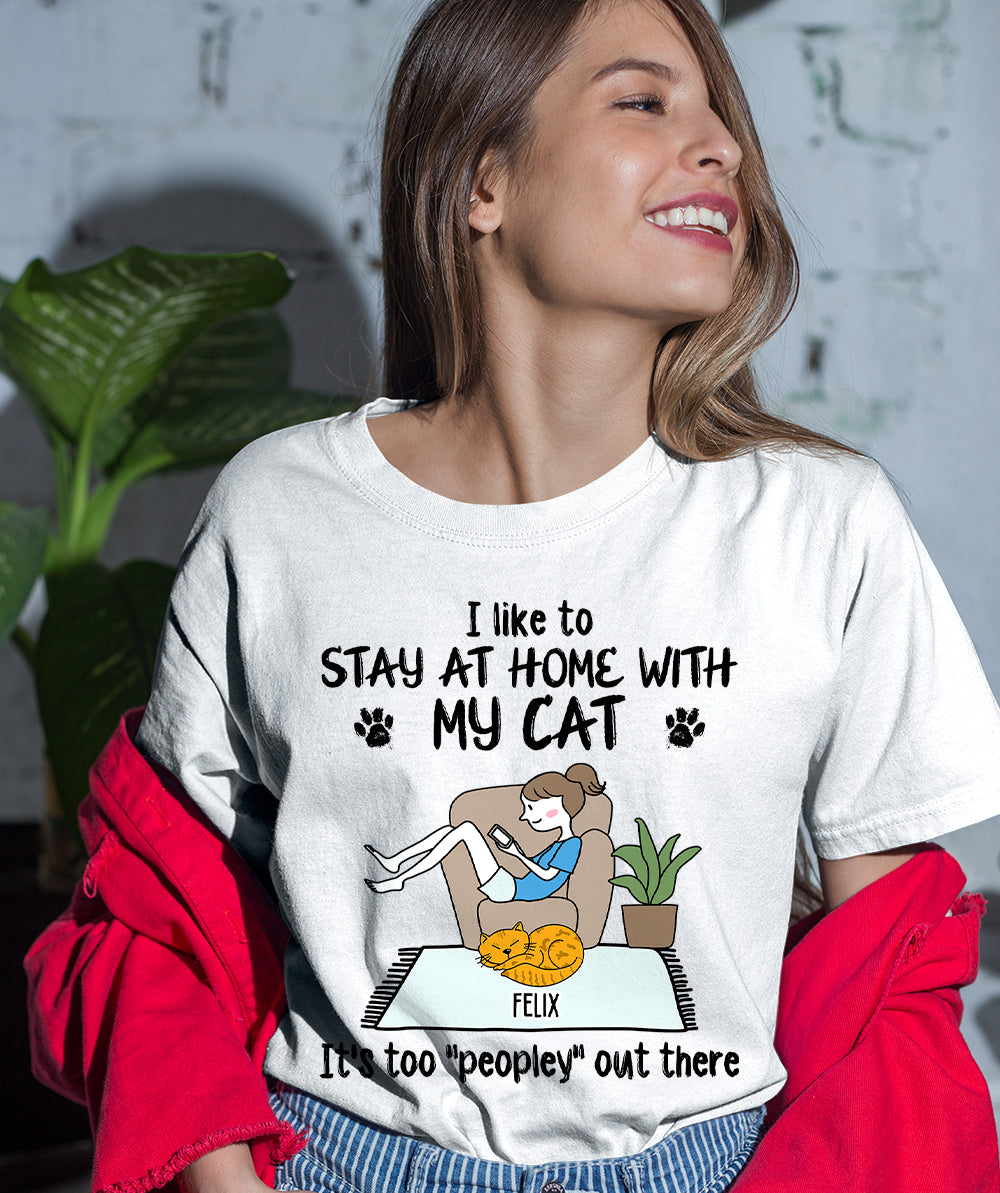 Personalized Custom Unisex 'Stay At Home With Cats' T-shirt - Ideal Gift for Cat Lovers