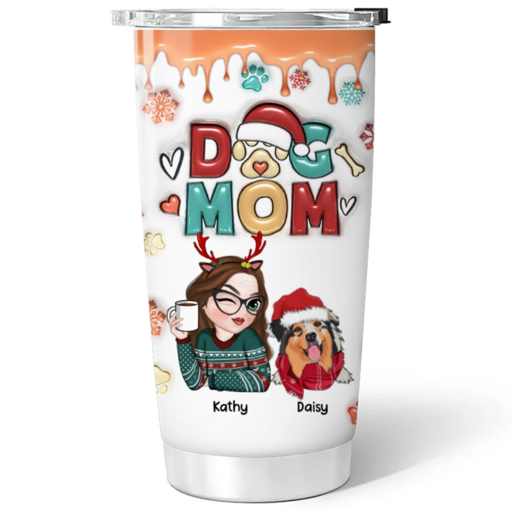 Personalized Custom 3D Inflated Effect Christmas Tumbler for Dog Moms