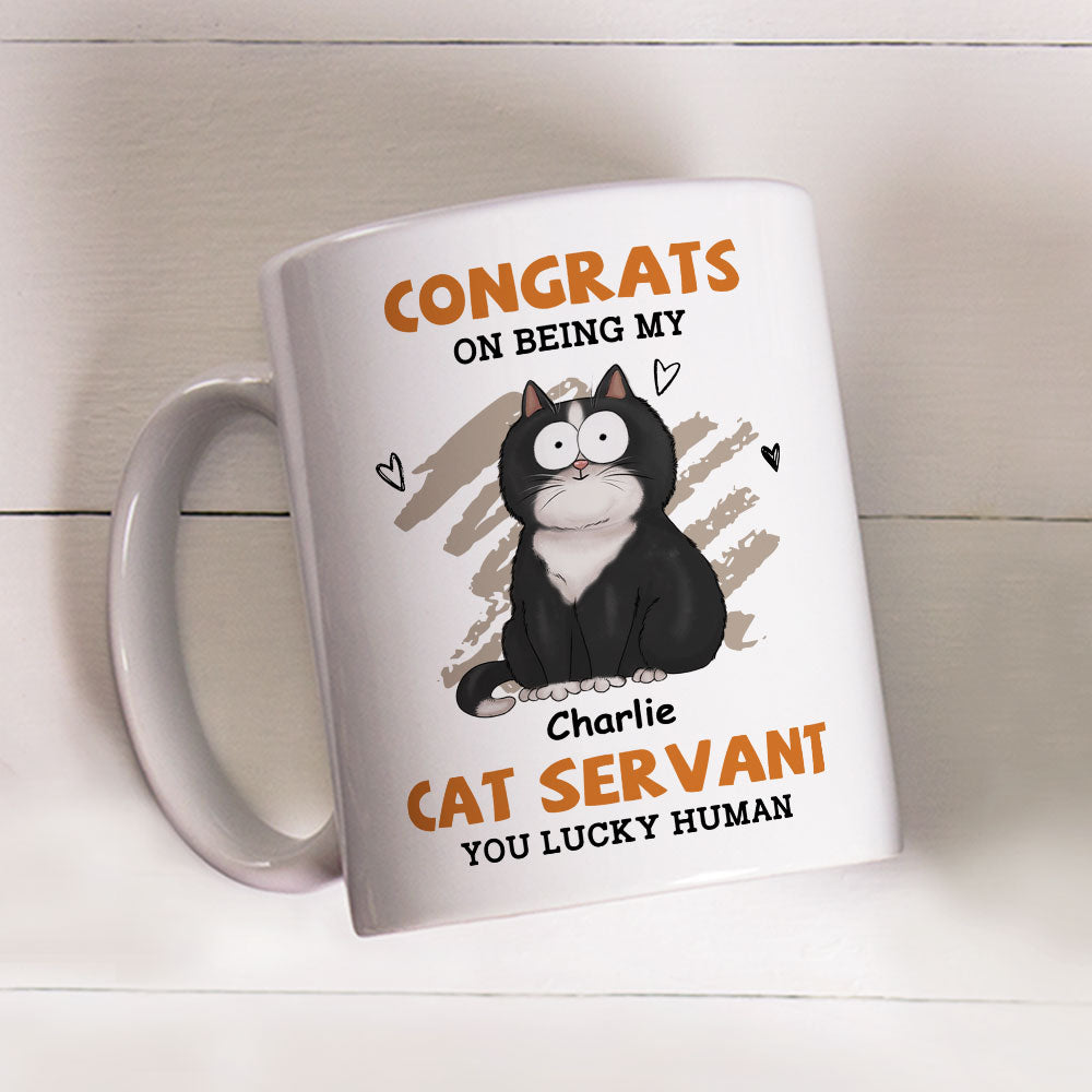 Customizable Congrats Cat Servant Personalized Coffee Mug - Ideal Gift for Pet Lovers