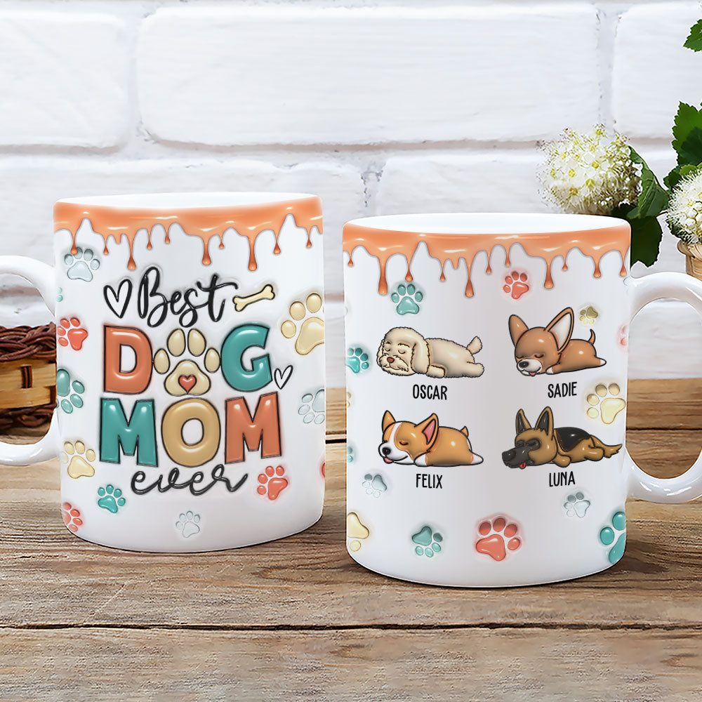 Best Dog Mom and Dad Ever - Personalized Custom 3D Inflated Effect Ceramic Mug