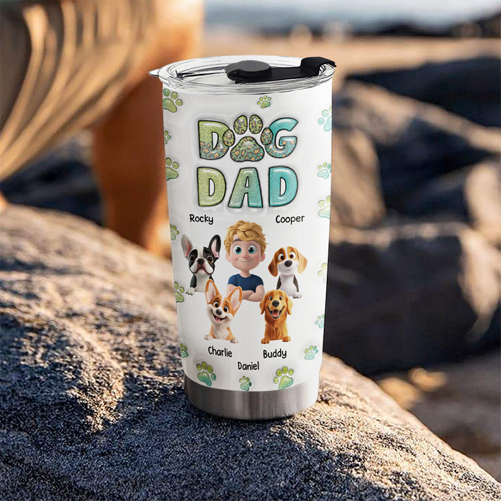Personalized Custom 3D Inflated Effect Tumbler - Dog Dad Handsome Chibi Version 2