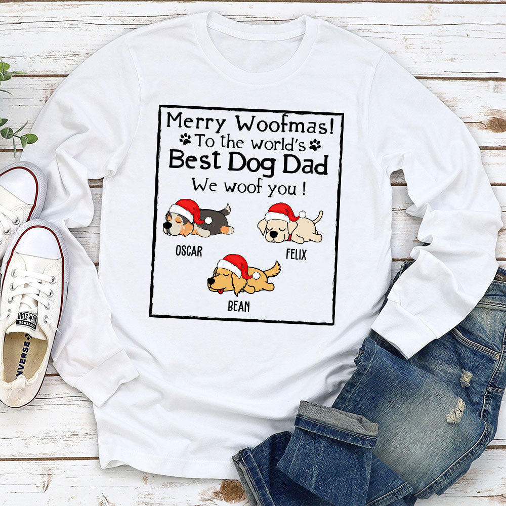 Personalized Custom Woof Dog Christmas Long Sleeve for Dog Dads and Moms