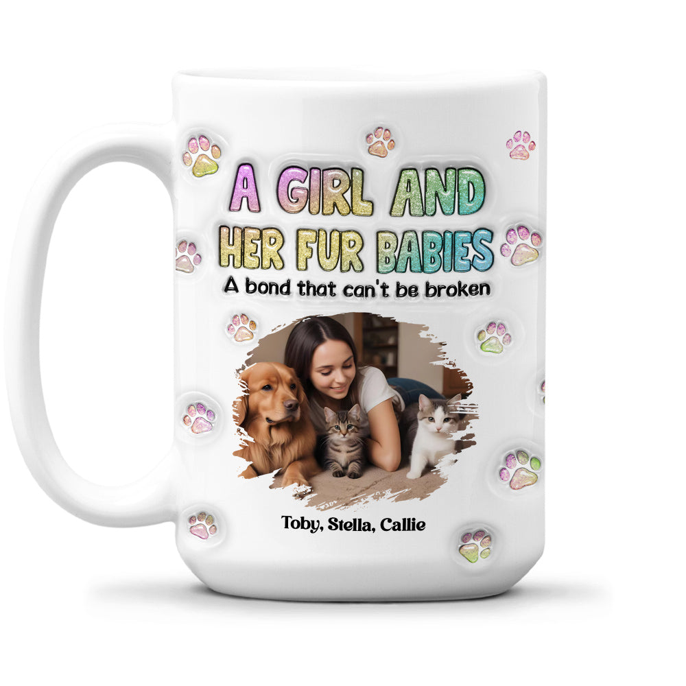 Personalized 3D Inflated Effect Mug with A Girl And Her Fur Babies Photo