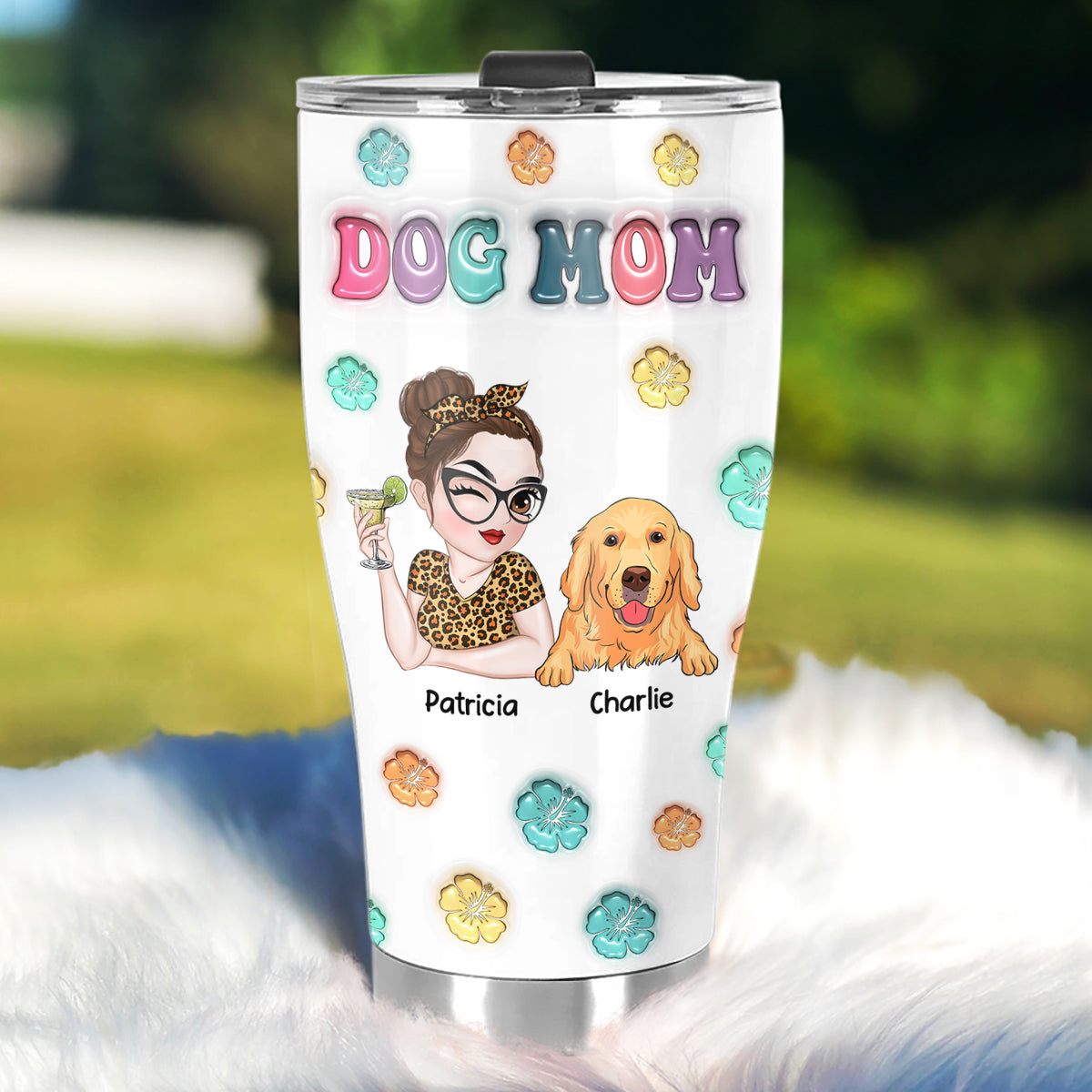 Personalized 3D Inflated Effect Tumbler for Dog Moms in Summer