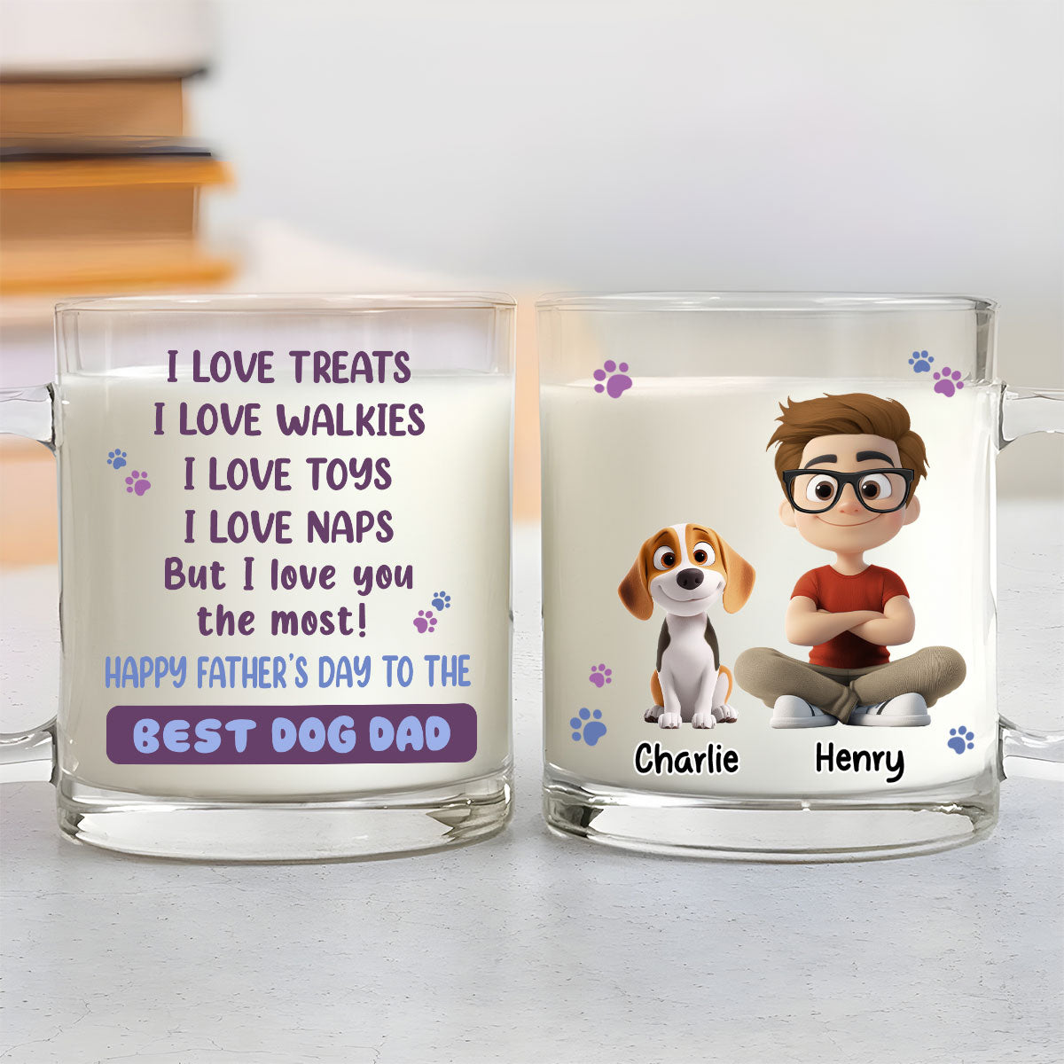 Most Loving Dog Mom Dad - Personalized Custom Glass Mug for Unforgettable Moments