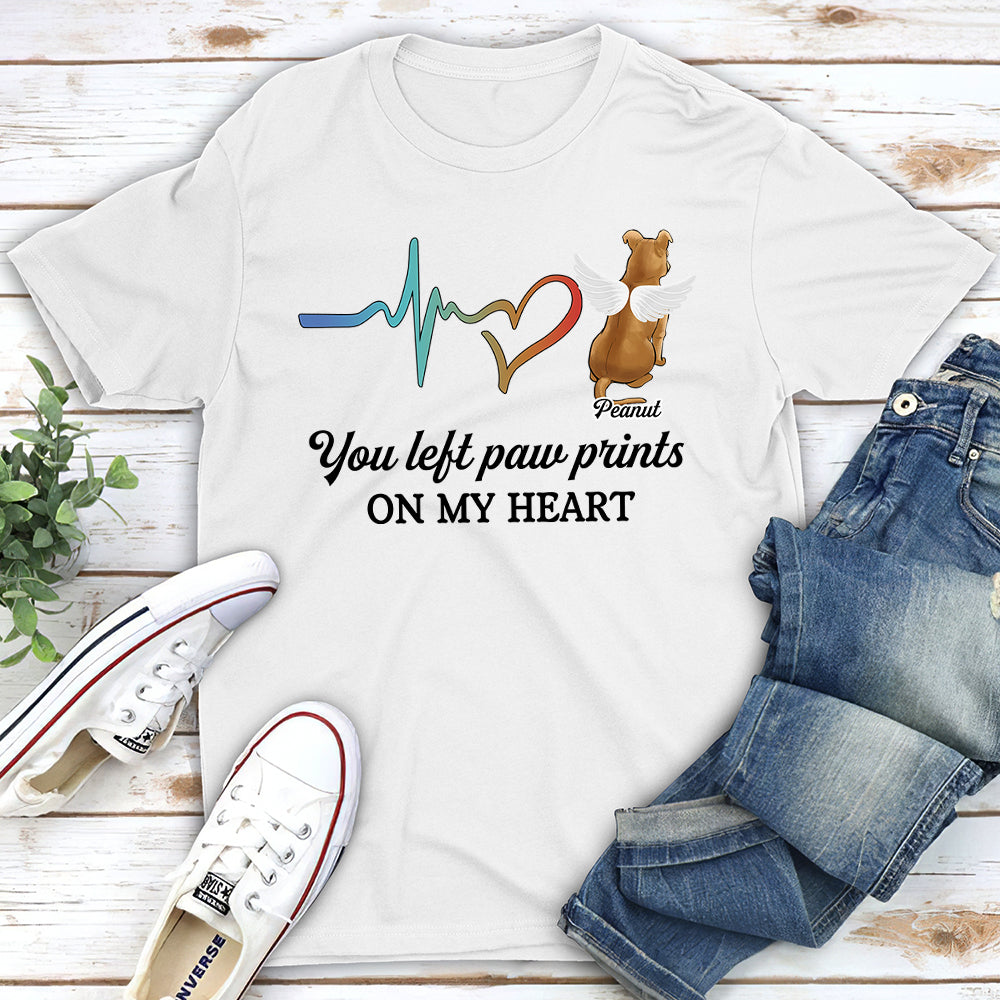 Left Paw Prints - Customizable Unisex Memorial T-shirt for Pet Lovers