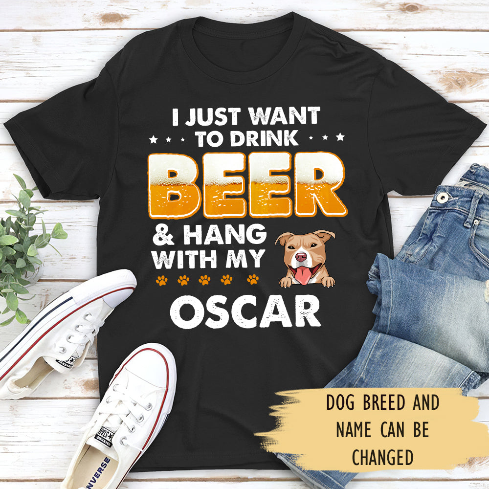Customizable Beer and Dog Personalized T-shirt - Ideal Gift for Pet Enthusiasts