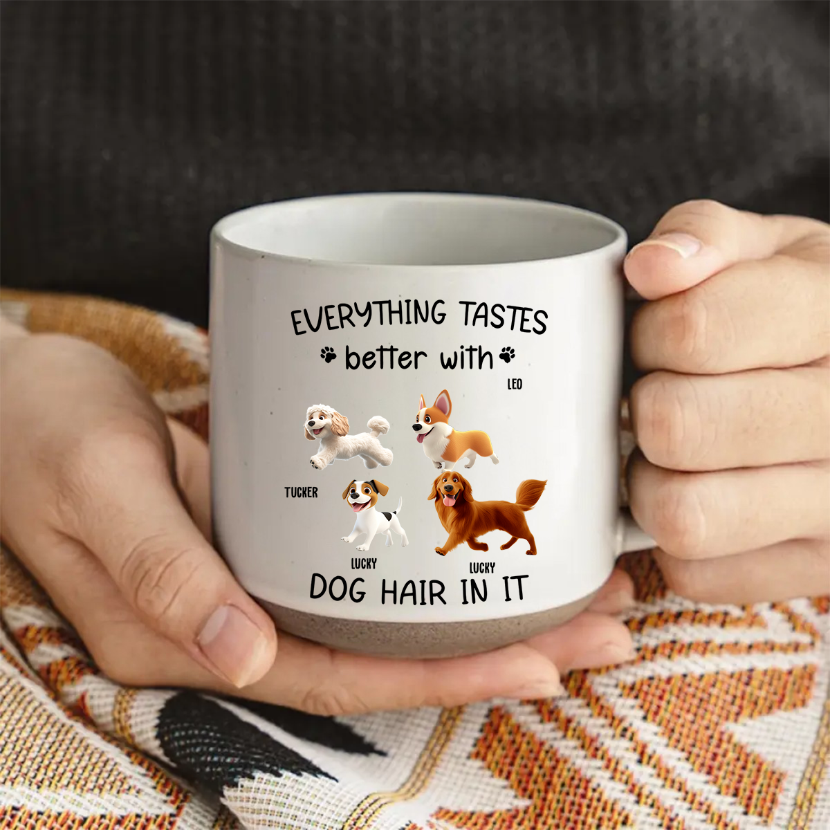 Personalized Custom Dog Hair - Inspired Pottery Mug for All Drinks