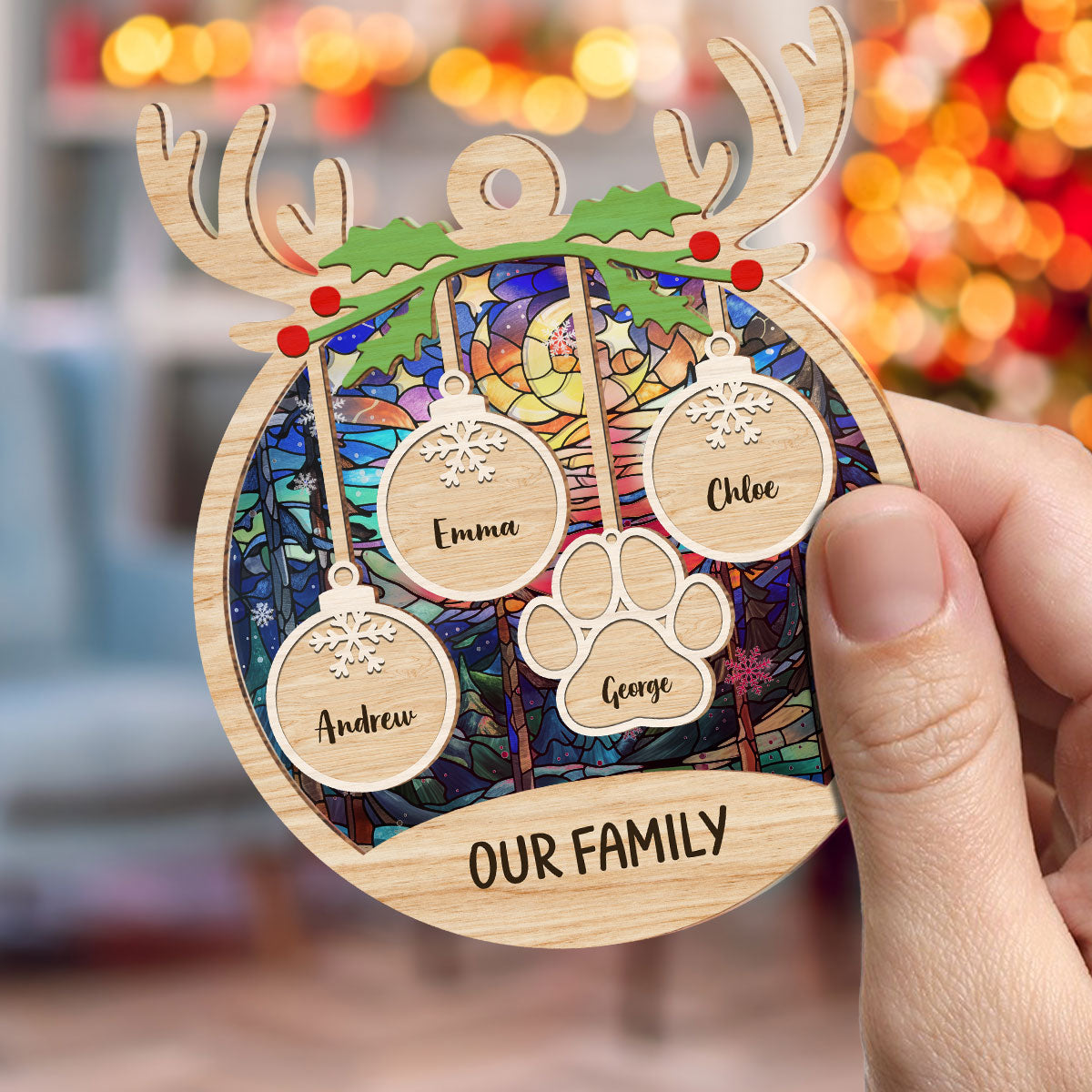 Family Charm - Customizable Personalized Suncatcher Ornament for Special Occasions