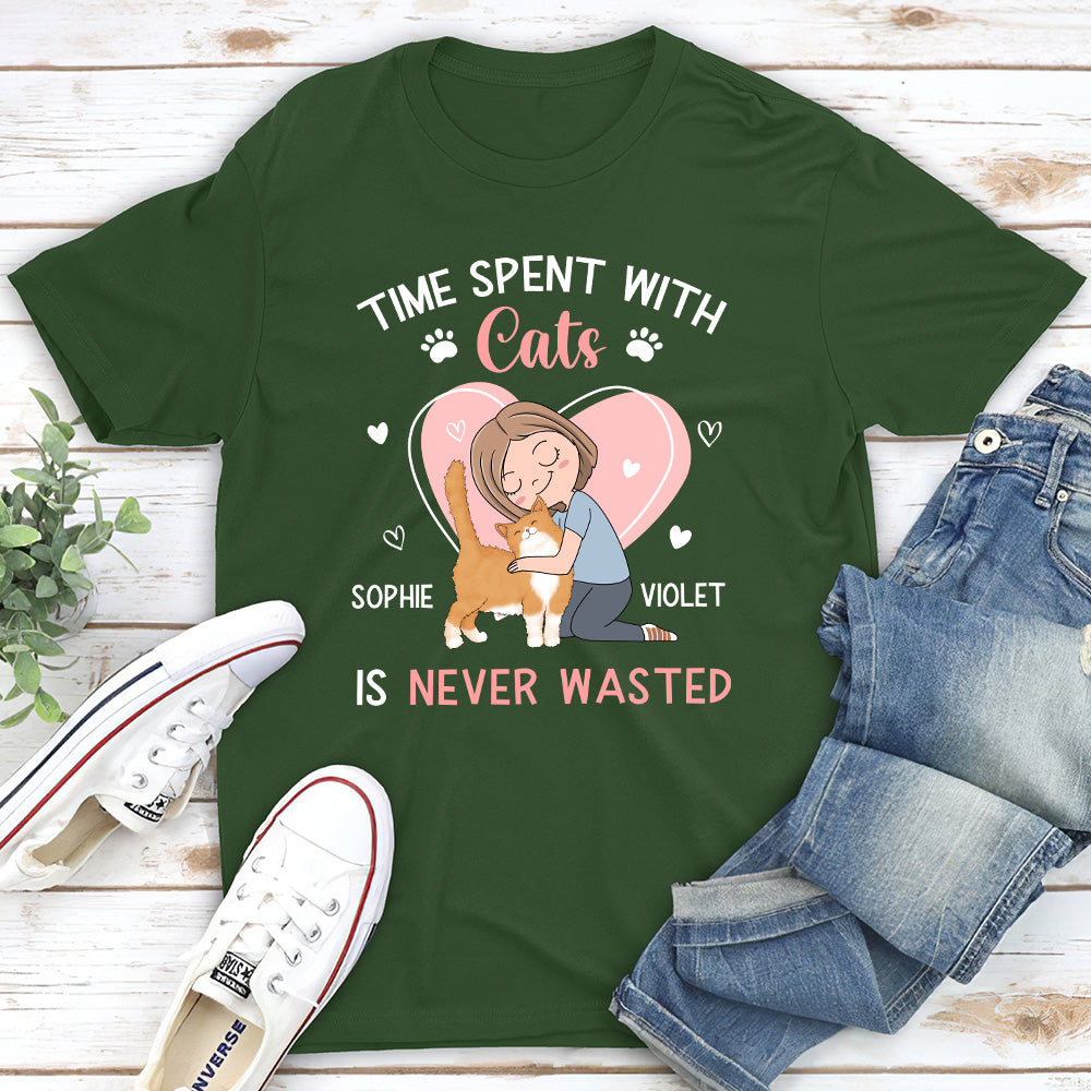 Spent Cat Time - Customizable Unisex Personalized Cat Lover T-shirt