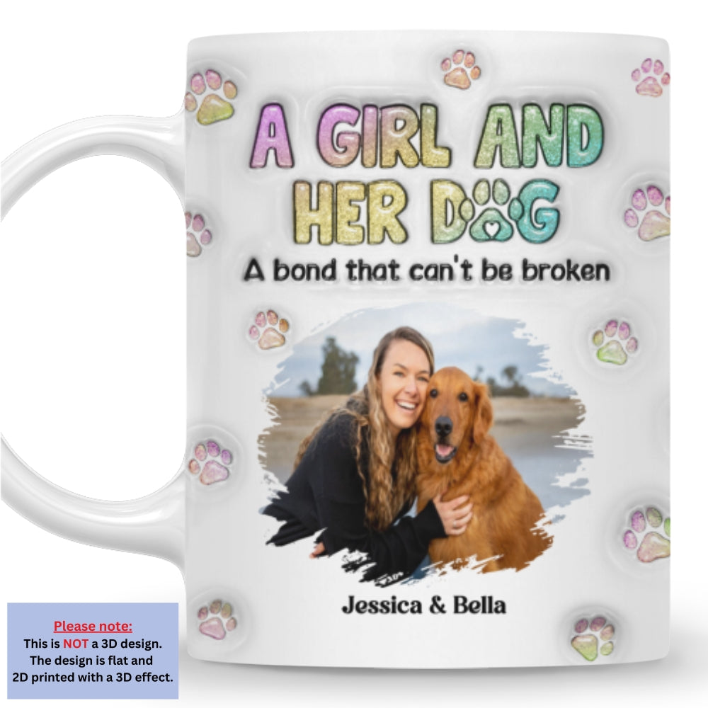 Personalized 3D Inflated Effect Mug with A Girl And Her Dog Photo