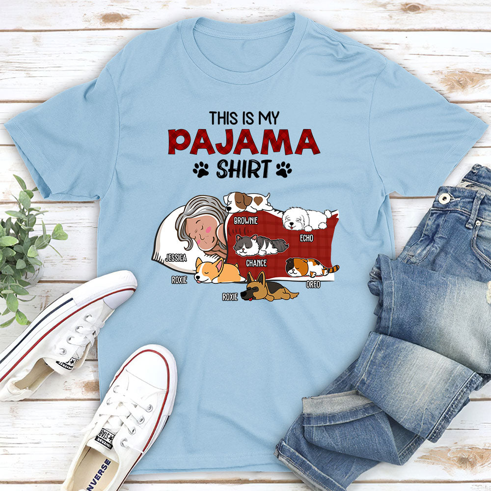 Personalized Custom Premium Sleeping Pet Pajama T-shirt - Ideal Gift for Pet Lovers