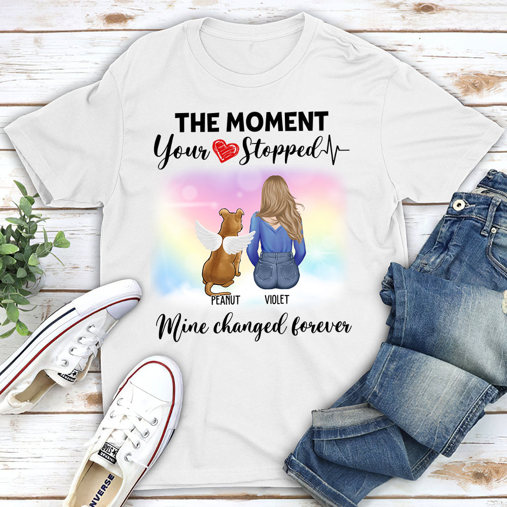 Personalized Memorial Unisex 'Your Heart Stopped' T-shirt for Pet Lovers