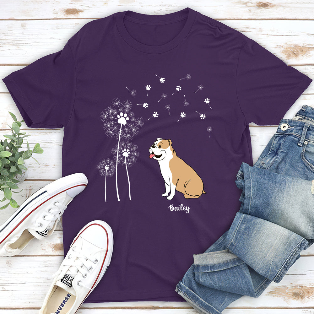 Customizable Dog & Dandelion Unisex T - shirt: Ideal Gift for Pet Lovers