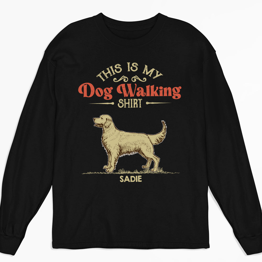 Customizable Vintage Long Sleeve Dog Walking T-shirt - Perfect Gift for Pet Lovers