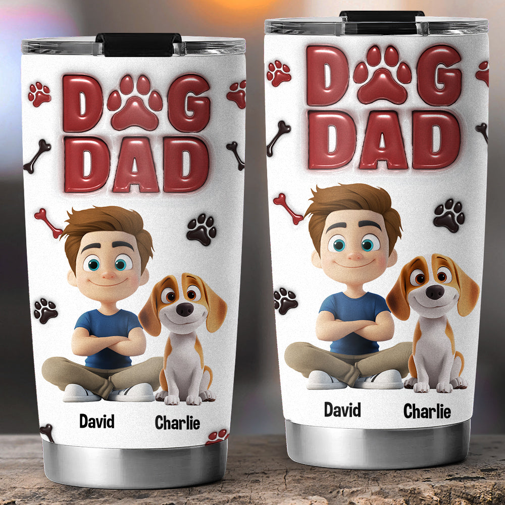 Personalized 3D Inflated Effect Stainless Steel Tumbler for Dog Lovers