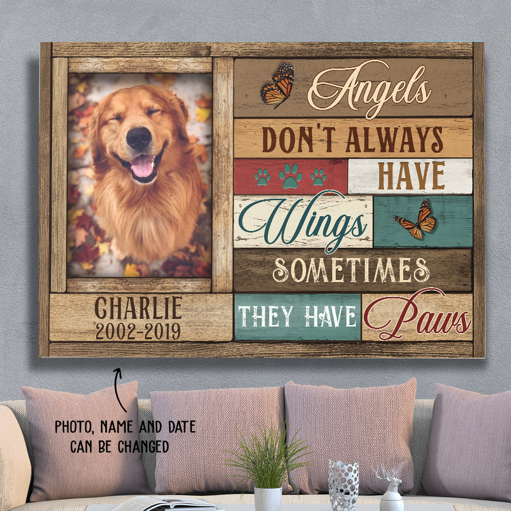 Personalized Custom Photo Canvas Print - Angels Don't Always Have Wings, Ideal for Pet Lovers