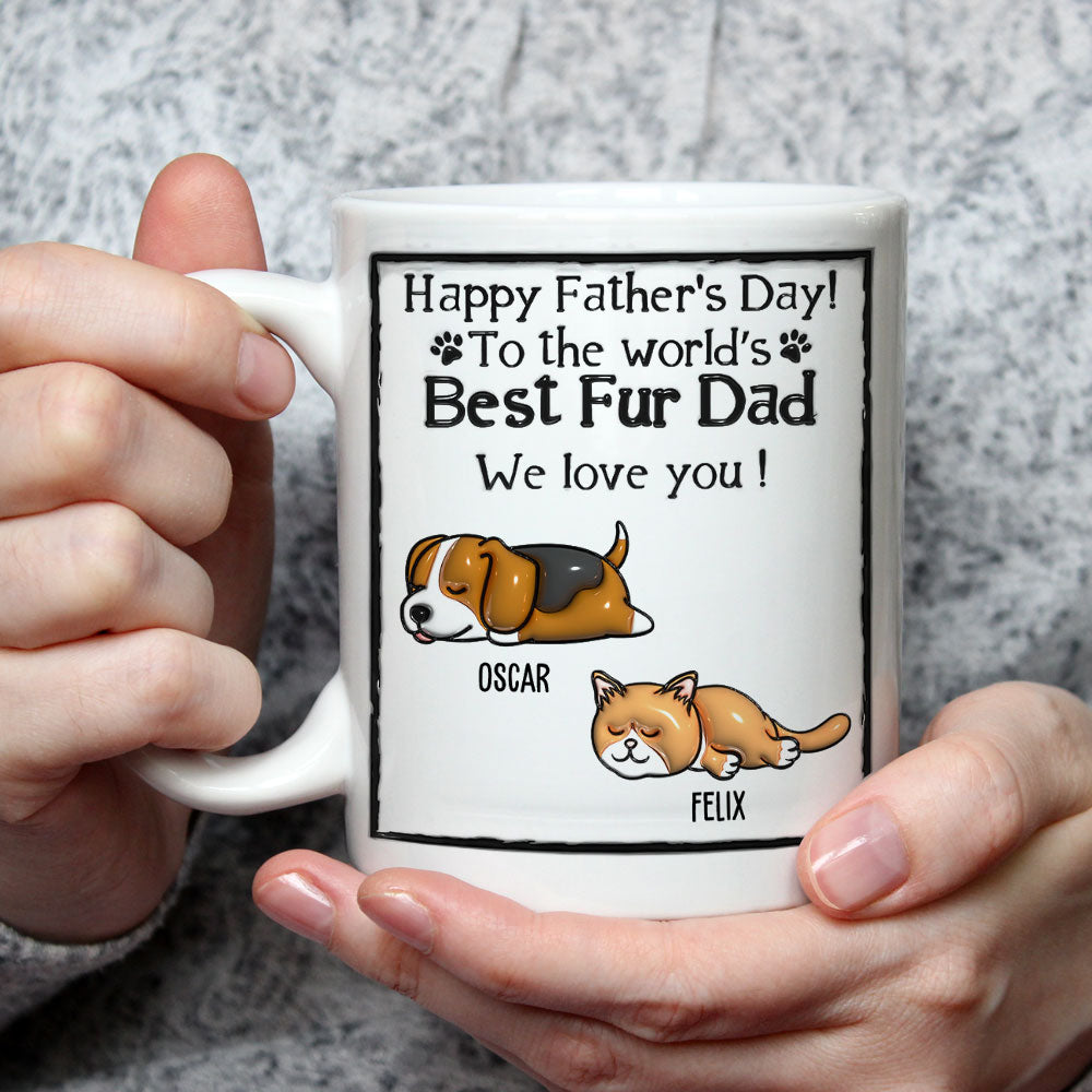 Personalized 3D Inflated Effect Ceramic Mug for Loving Pet Dads