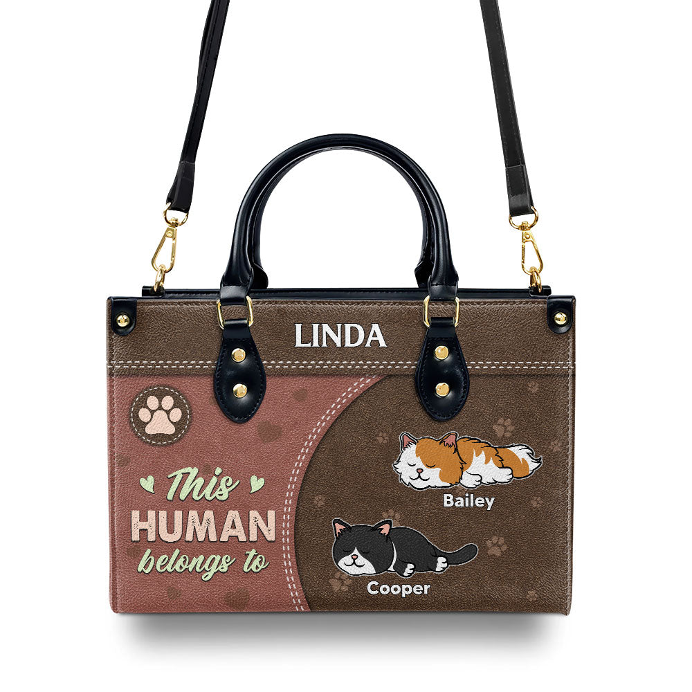 Personalized Custom Leather Bag: 'This Human Belongs To' - Show Your Love for Fur Babies