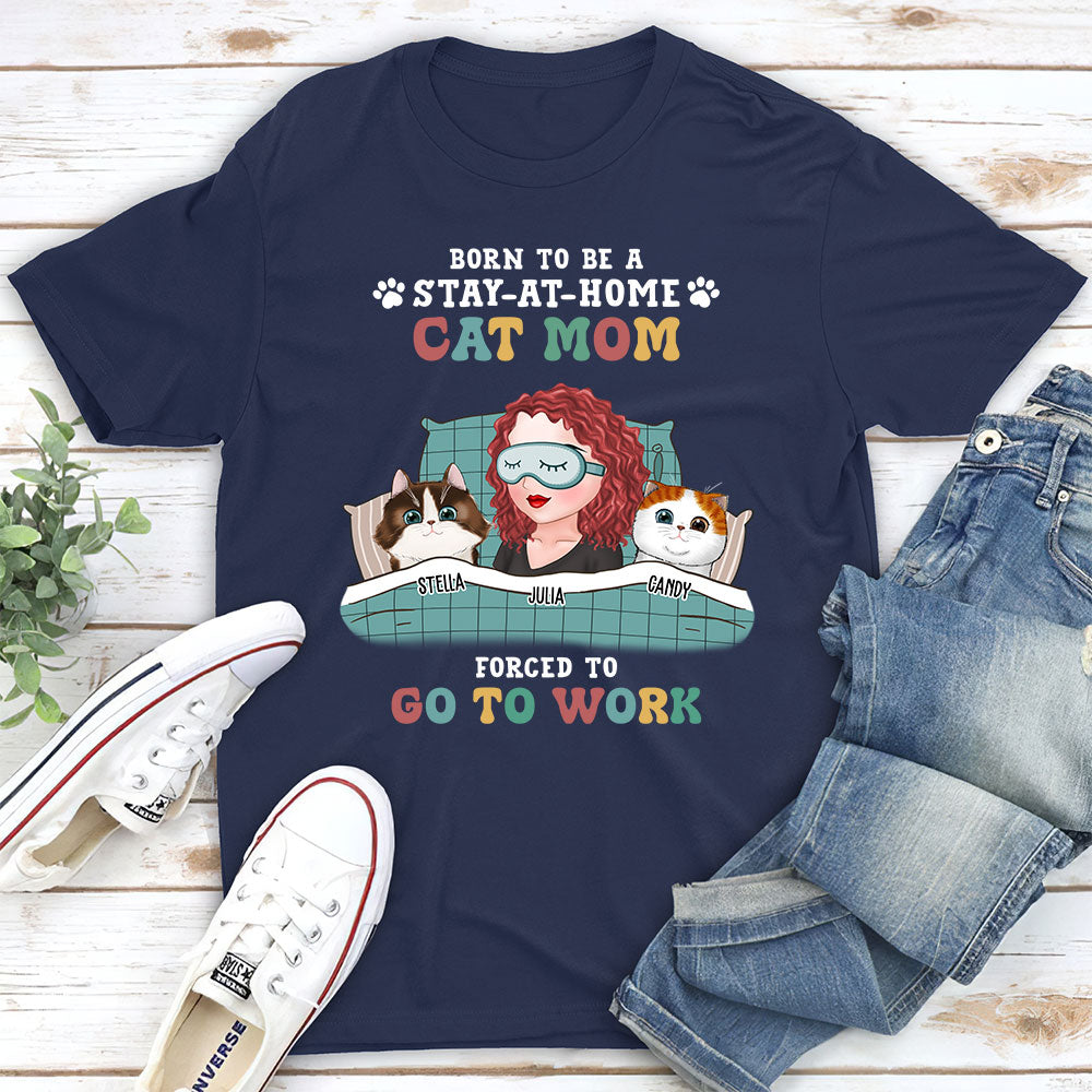 Personalized Premium 'Stay-at-home Cat Mom' T-shirt - Ideal Gift for Pet Lovers