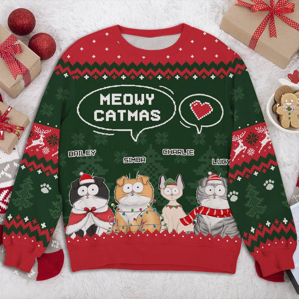 Winter Meowy Catmas: Personalized All-Over-Print Custom Sweatshirt for Pet Lovers