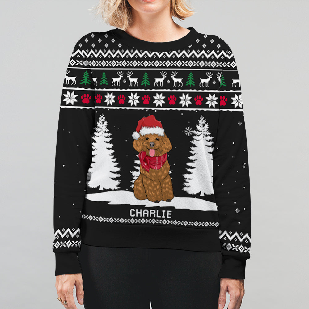 Customizable Winter Dog All-Over Print Sweatshirt - Ideal Gift for Pet Lovers