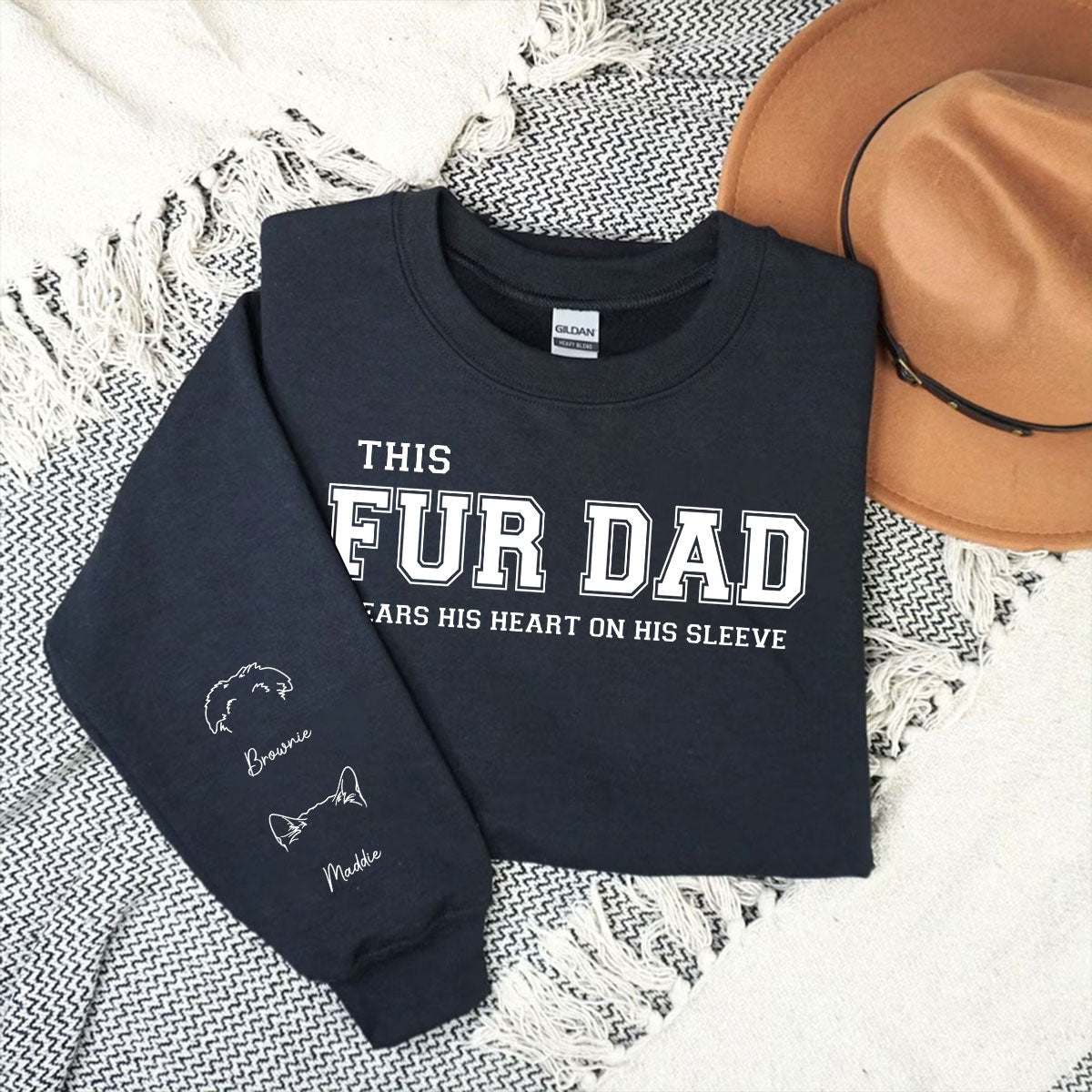 Personalized Pet Mom and Dad Hearts on Sleeve Custom Sweatshirt - Ideal Gift for Pet Lovers