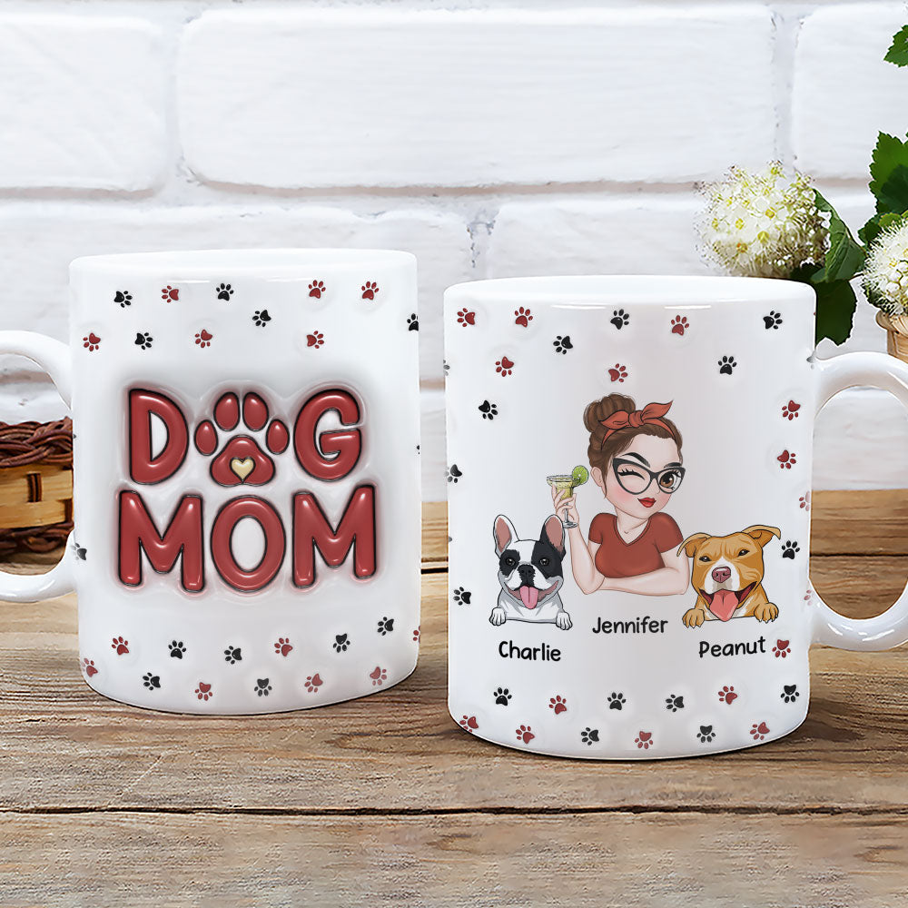 Personalized 3D Inflated Effect Lovely Dog Mom Mug