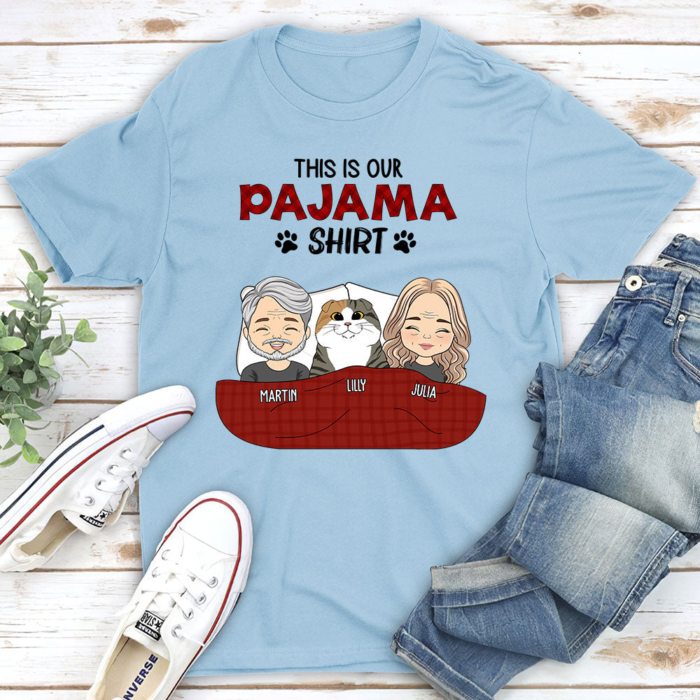 Personalized Custom Unisex Couple Pajama T - Shirt: Ideal for Pet Lovers