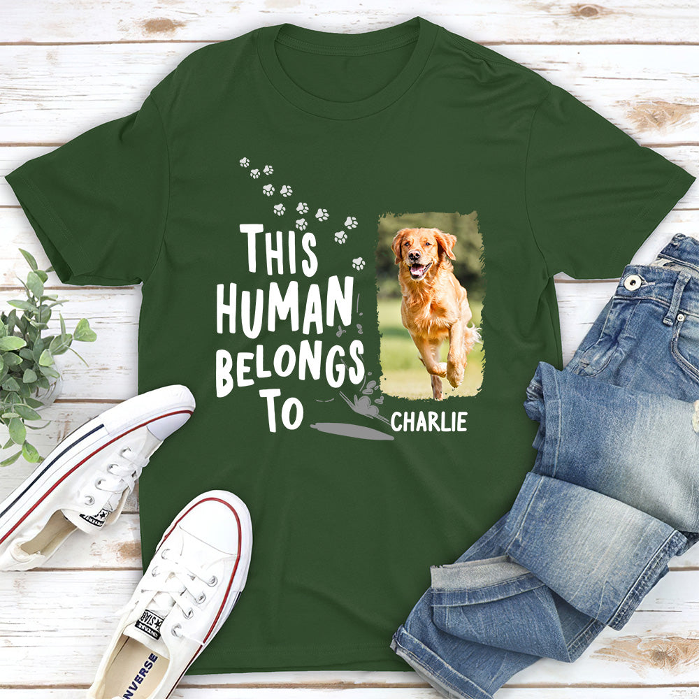 Personalized Unisex 'Human Belongs To Dogs' T-shirt - Ideal Gift for Pet Lovers