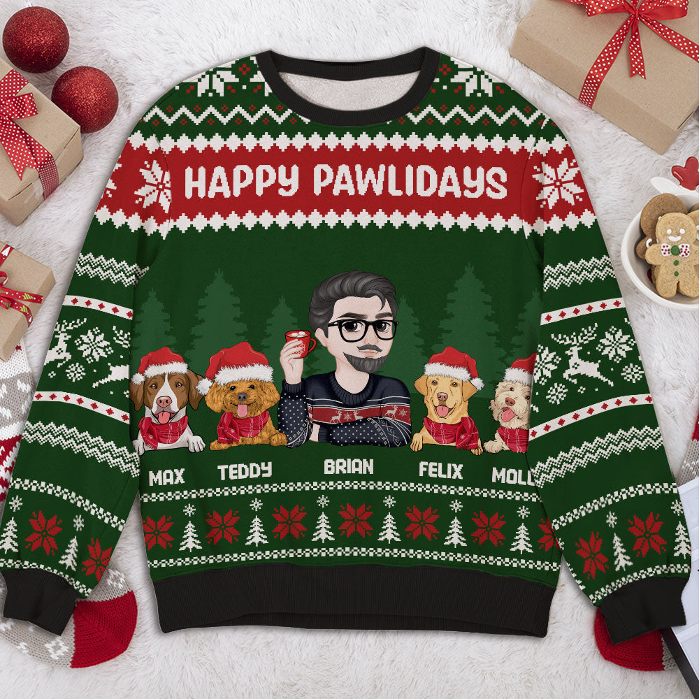 Personalized Custom All-Over-Print Christmas Sweatshirt for Dog Moms and Dads