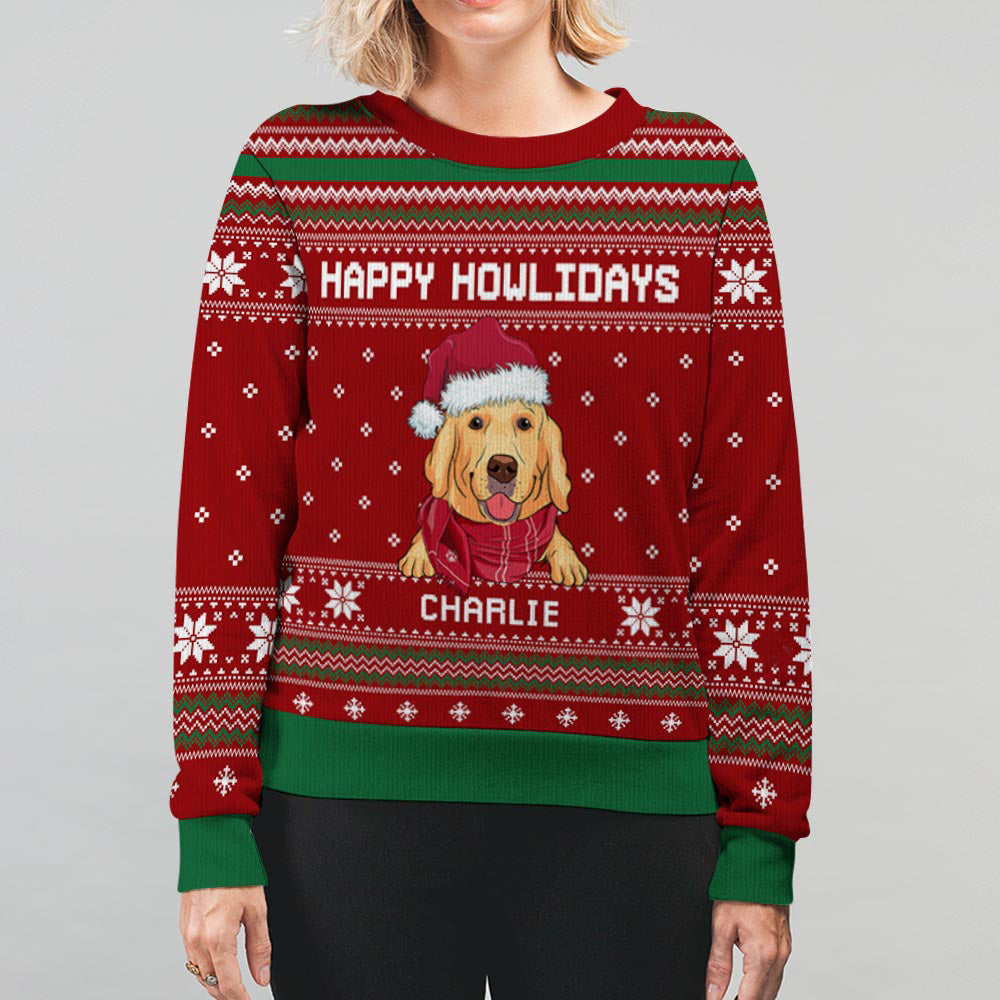 Happy Howlidays 2 - Personalized Custom All-Over Print Pet Lover's Sweatshirt