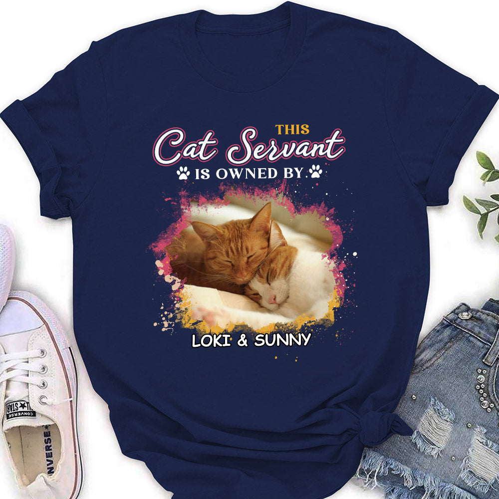 Personalized 'Cat Servant' Women's T-shirt - Ideal Gift for Pet Lovers