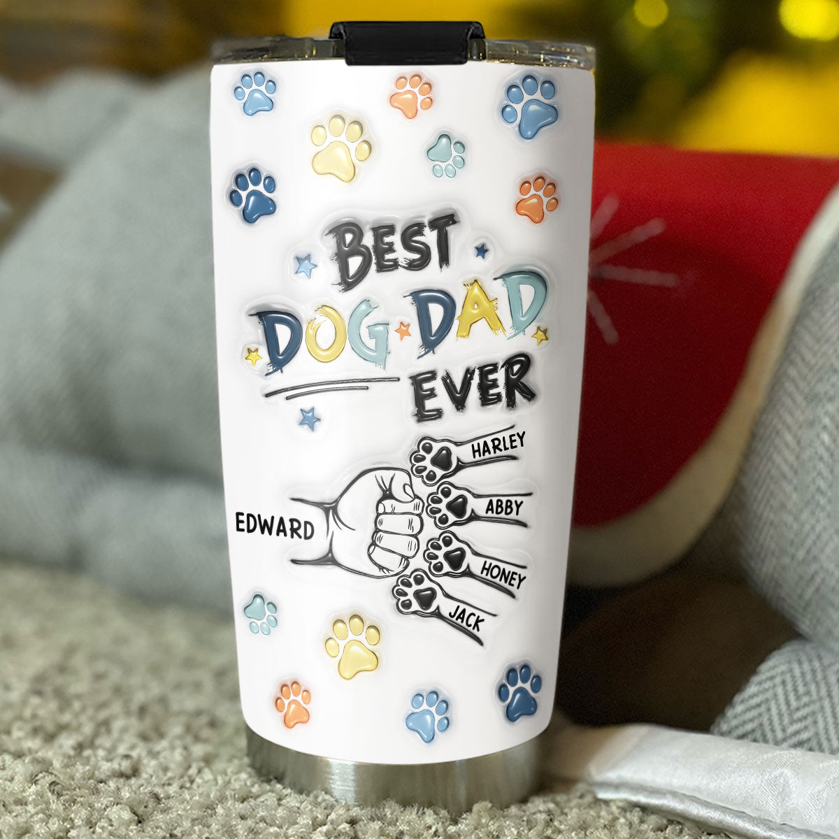 Top-Rated Personalized 3D Inflated Effect Tumbler for Dog Dads