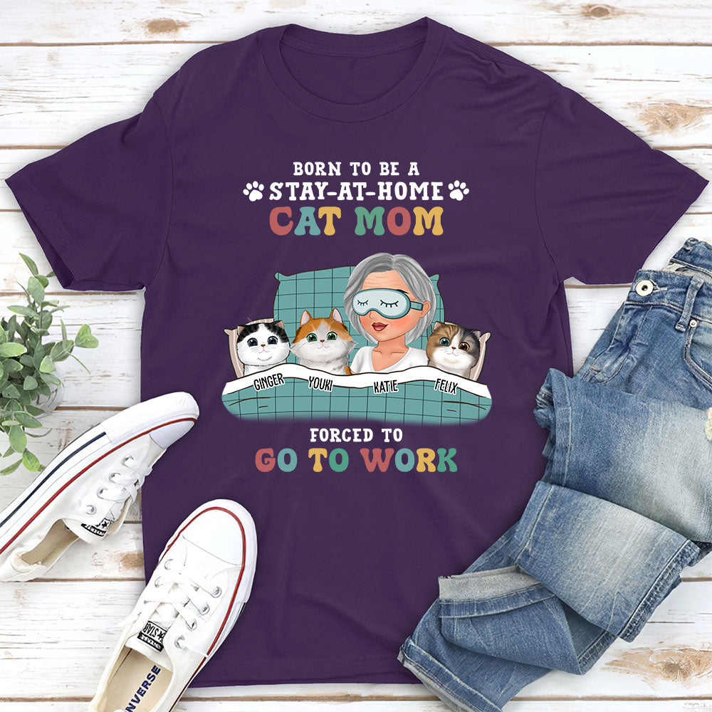 Personalized Premium 'Stay-at-home Cat Mom' T-shirt - Ideal Gift for Pet Lovers