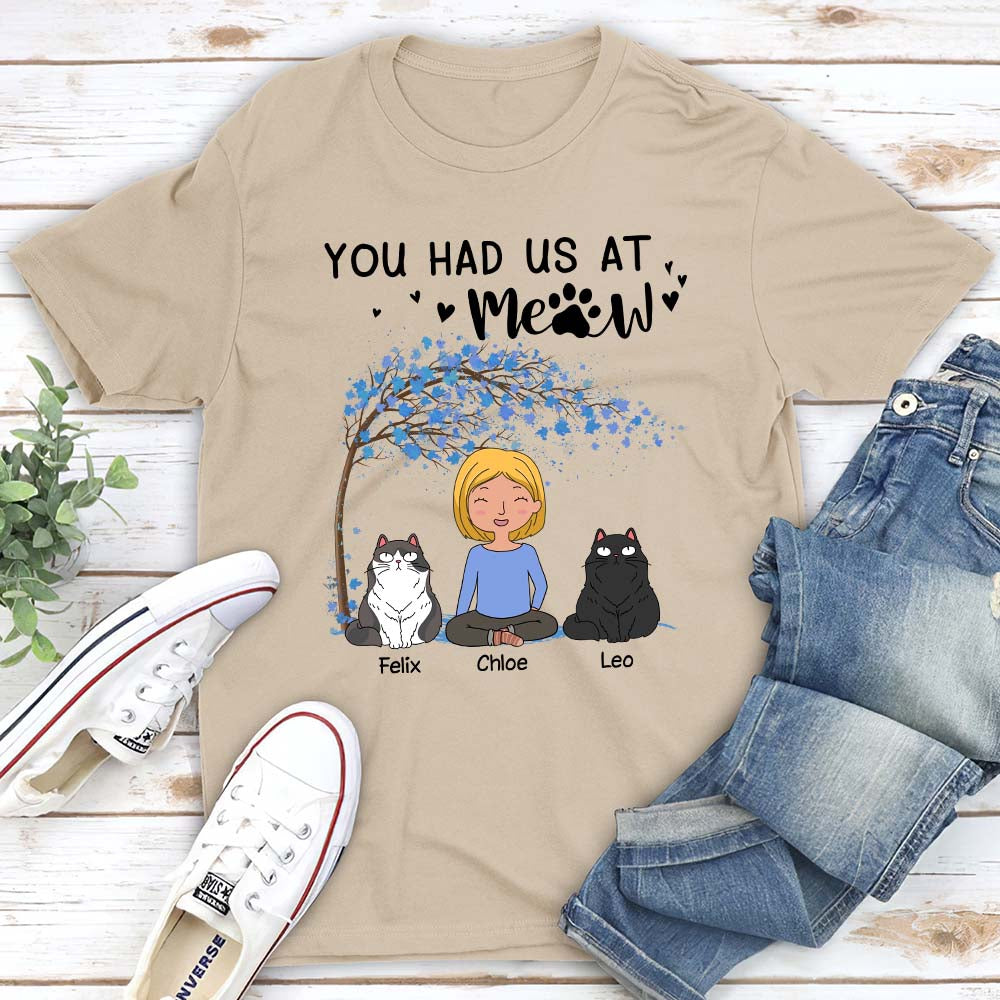You Had Me At Meow Cartoon Personalized Unisex T-shirt - Ideal Gift for Pet Lovers